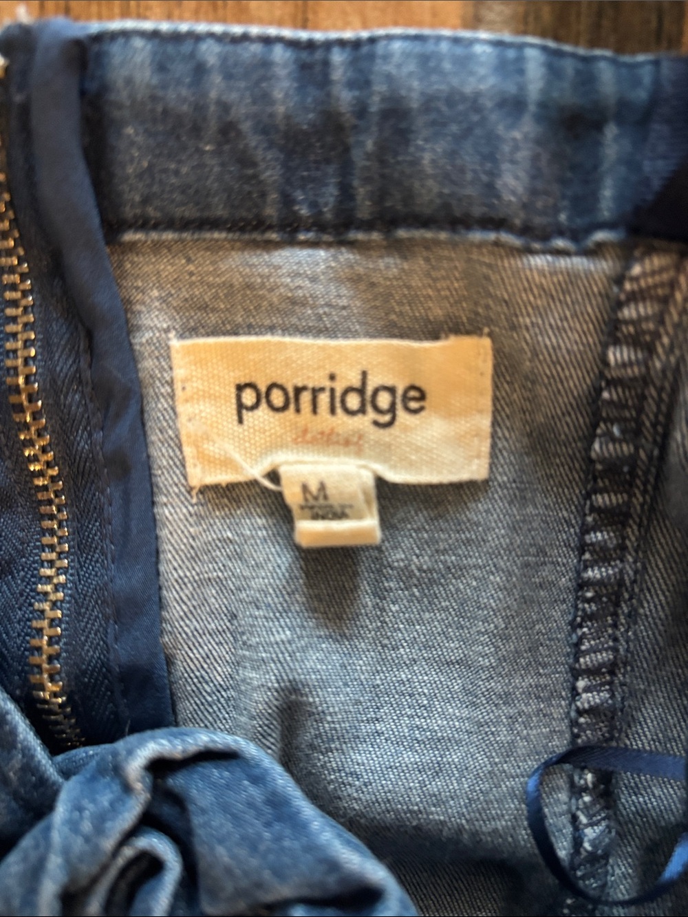 Anthropologie Porridge Denim Rose-Front Mini Dress - Blue - Picture 2 of 5